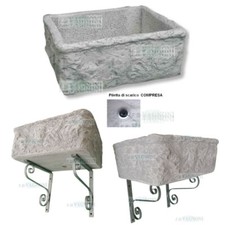 Vasca Lavandino con piletta scarico e staffe acquaio lavello in Cemento e marmo