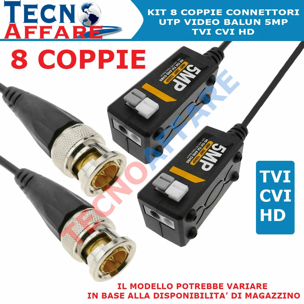 Balun Video Passivo 8CH HD BNC A UTP: Convertitore Per Telecamere CVI/TVI/AHD Fino A 250m