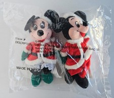 NEW NEW Disney Santa Mickey and Minnie Christmas Bean Bag Plush Toy Set
