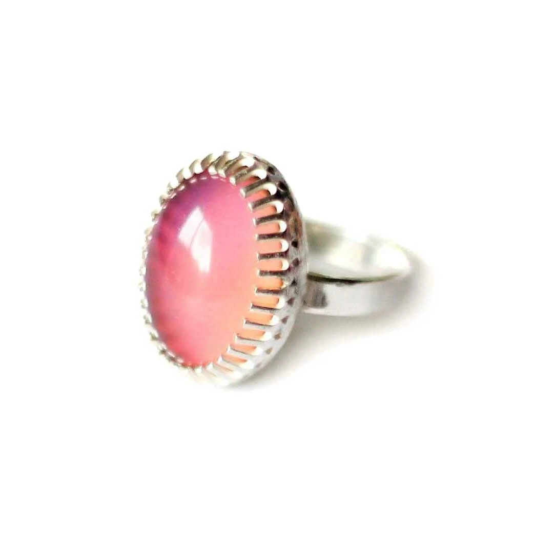 Handmade Sterling Silver Mood Ring Oval Mood Ring 18mm x 13mm Silver Ring