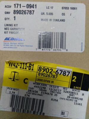 Parking Brake Shoe Assembly New Genuine GM OEM 89026787 | eBay