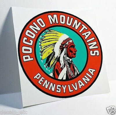 #ad POCONO MOUNTAINS PA. Vintage Style Travel DECAL Vinyl STICKER Luggage Label $4.78