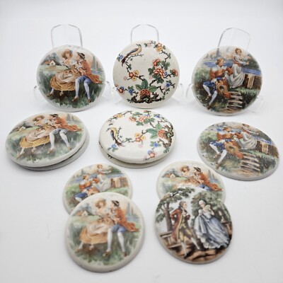 12 Vintage China Porcelain Appliques From Antique Wood Boxes Misc Lot Crafts Etc