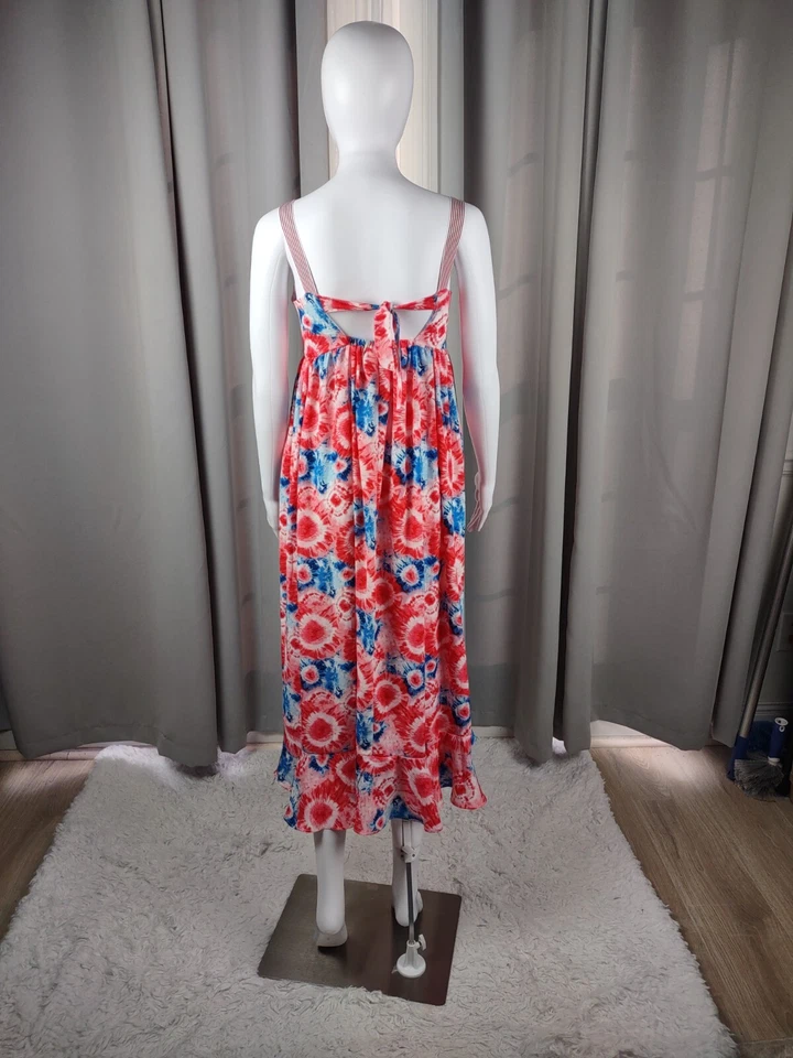 Vestido Bonnie Jean vermelho, branco, azul, tie dye girassol tamanho 14 (novo com etiquetas) - Imagem 3 de 4