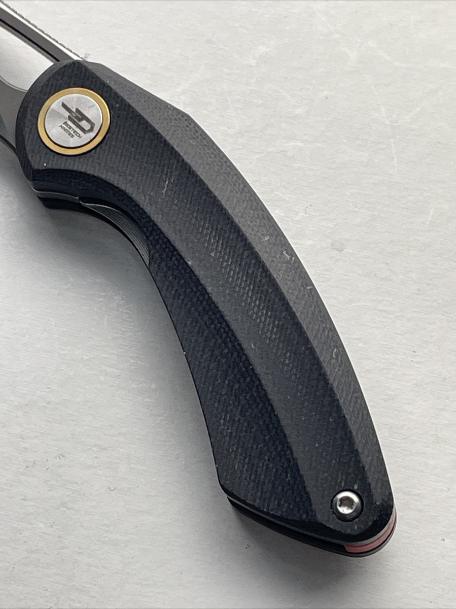 Bestech Knife Bihai Black/Red G10, Satin 14C28N Hawkbill by Ostap