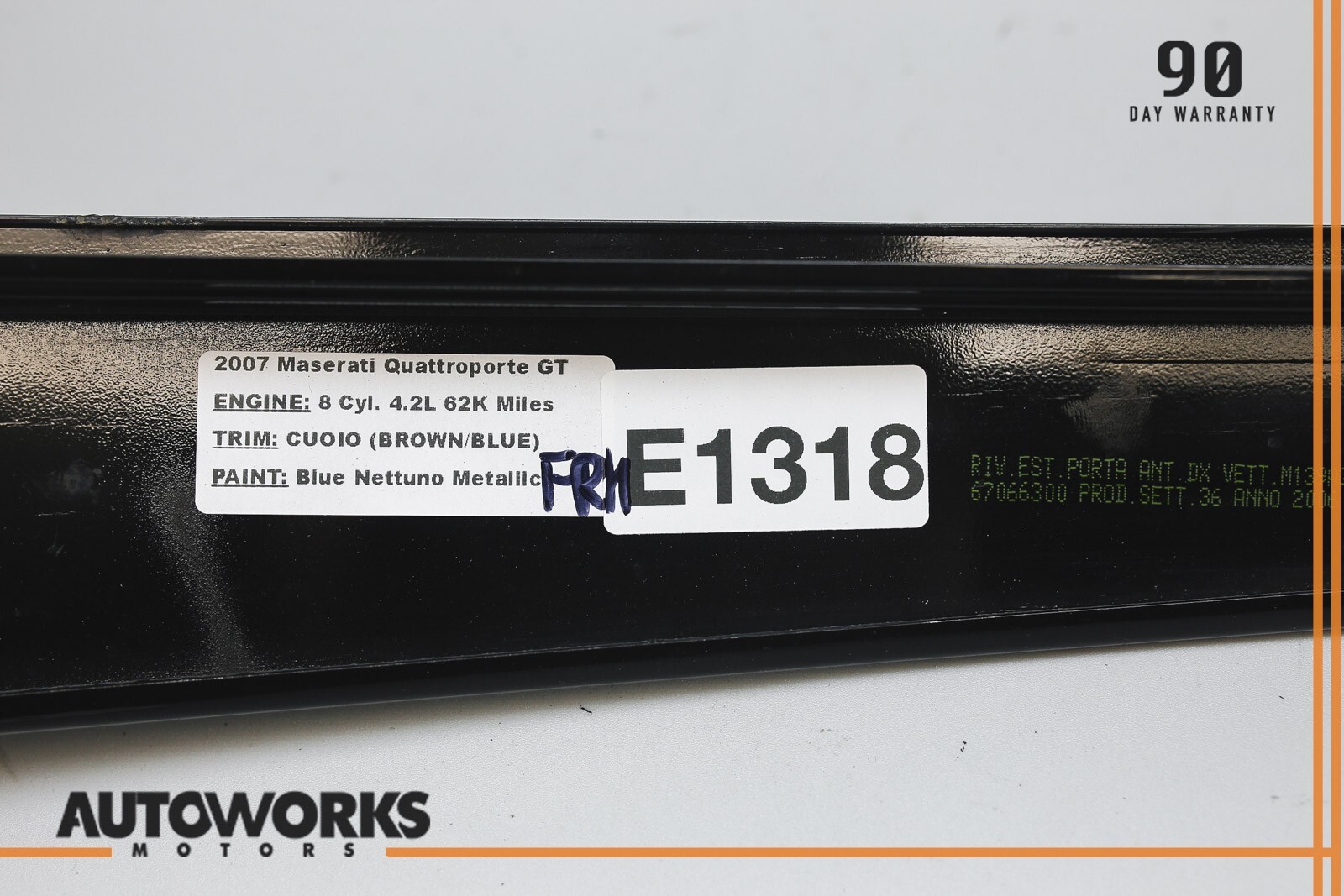 03-13 Maserati Quattroporte M139 Front Right Exterior B-Pillar Molding Trim OEM