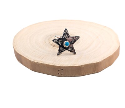 Navajo Kingman Turquoise Star Rings Handmade Native American Jewelry