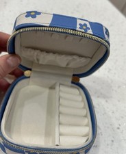 Tonal Blue Flower Mini Travel Jewelry Zipper Case