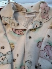 Vintage Carter's Pink Blue Teddy Bear Terry Sleeper Pajamas Size 5-6 Month 80'S