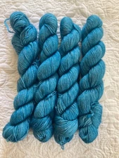 LOT OF 4 ~ Malabrigo Baby Silkpaca Lace Yarn #027 Bobby Blue Aqua Tonal