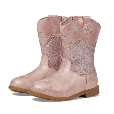 Stride Rite Girls Wynona Cowboy Boots Size 2 Blush Pink Sparkle NIB