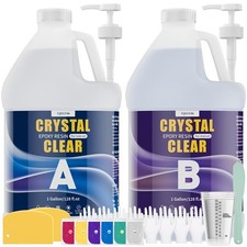 Epoxy Resin 2 Gallon, Crystal Clear Epoxy Resin Kit with Pumps, Self Leveling...
