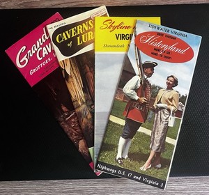 4 1960’s Virginia Vintage Travel Brochures. Shenandoah, Tidewater, Luray Caverns