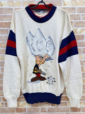 ICEBERG Asterix Vintage White Knit Sweater 90's Rare Dogmatix From Japan