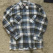 Vintage Dickies Flannel Shirt Men s Large Button Up Blue Plaid Casual 90s