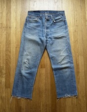 Vintage Levi s 501xx Denim Blue Jeans USA Made 30 X 24 Chop Whiskers 90s Vtg