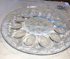 Egg Plate Savoir Vivre crystal  plate Meadow Deviled eggs **chip** see pictures