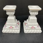 Vintage Westmoreland Hand Painted Roses and Bows Milk Glass Candlestick 1975