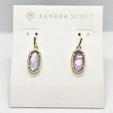 New Kendra Scott Lee Gold Earrings in Lilac Abalone Shell