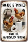 Chicken Paperwork Funny Bathroom Tin Metal Signs Home Décor Vintage Chicken Prin
