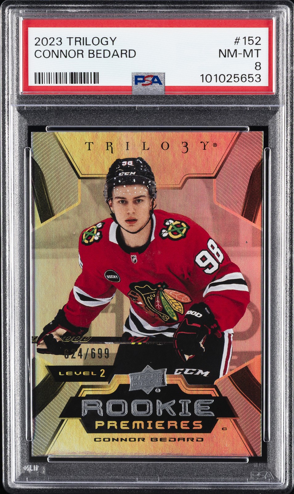 2023 UD TRILOGY #152 CONNOR BEDARD 624/699 PSA 8