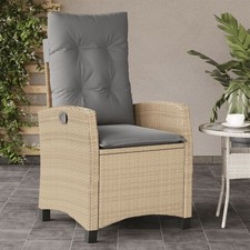Chaise Inclinable de Jardin Coussins Siège Gris Clair Résine Tressée vidaXL