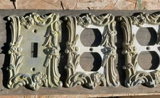 Vintage Outlet Switch Covers Decorative Metal Plates Lot of 3 Historic