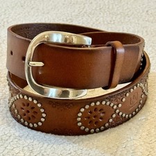 John Deere Western Belt Leather Brown Mens Sz M 33