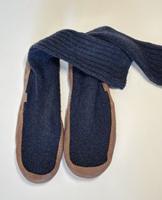 Acorn Original Rag Wool Slipper Sock Leather Navy Blue Ragg Men 12-13 Cabincore