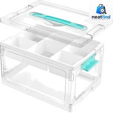 24 QT Clear Plastic Craft Storage Box with Tray  Dividers, 1 Pack  Art Supp...