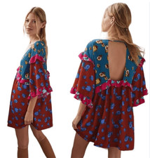 Anthropologie Babydoll Ruffled Sleep Mini Dress Women’s Large Boho