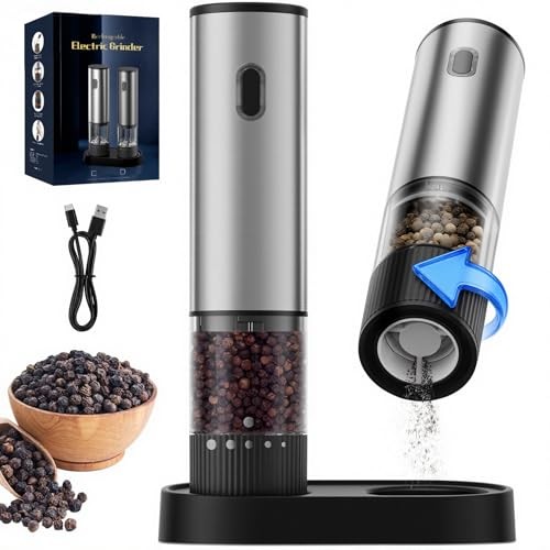 BZGG Electric Salt and Pepper Grinder Set, Rechargeable  Assorted colors 