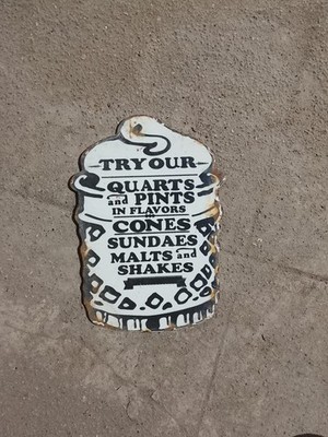 PORCELAIN TRY OUR ENAMEL SIGN 8X5 INCHES
