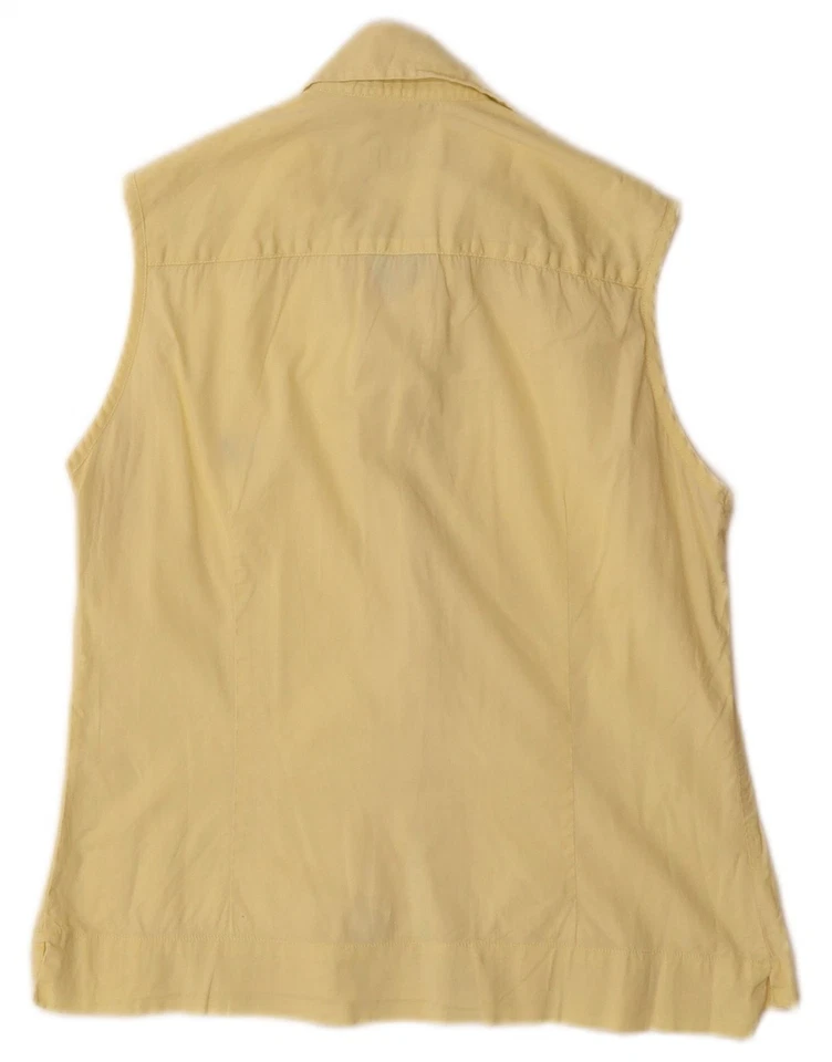 Camisa sin mangas para mujer FRED PERRY UK 12 mediana amarilla algodón KG18 Foto 2 de 3