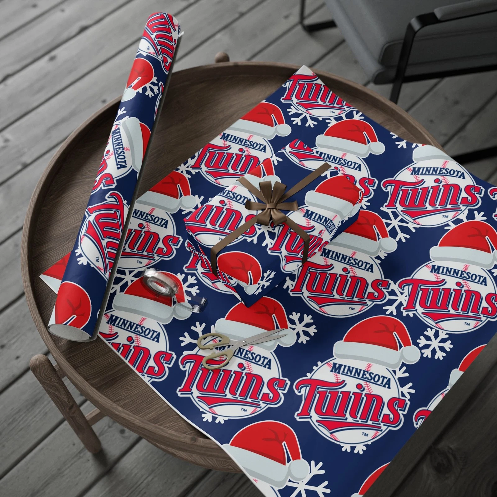 Minnesota Twins Wrapping Papers, Christmas Gift Wrap, Baseball Team Holiday