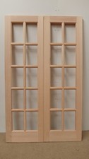 French Door Pair External Timber Wooden Hemlock GTP 10 Light SA Rebated Unglazed