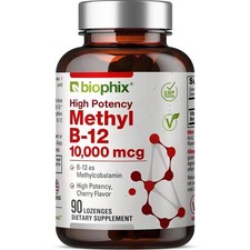 Biophix Methyl B-12 Cherry Flavor 10000 mcg 90 Vegan Lozenges