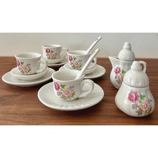 Miniature Porcelain Tea Set with Floral Design 80  s