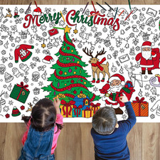 Giant Christmas Coloring Poster Tablecloth Large Paper Coloring Banner Kids