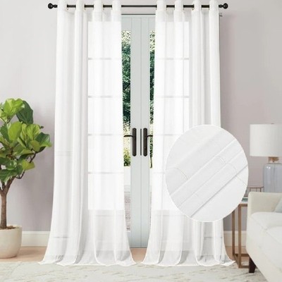 2PC White Tall Window Curtain Panels 110''W x 120''L Grommet Extra Long Drapes