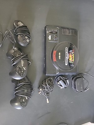 Sega Genesis 1 Console System - Black Ms Pac Man 3 Controllers Tested Working