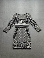 Venus Women Sweater Dress S Black Paisley Long Sleeve Scoop Neck Elegant Party