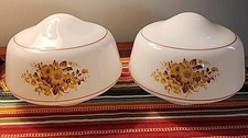 VTG White Milk Glass Gold Floral Ceiling Fan Light Shade Grannycore Lot Of 2