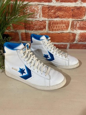 Converse Pro All Star Weiß Blau Leder Hi Top Sneaker Turnschuhe UK 7 EU 41