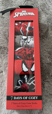 Marvel Spiderman socks set of 7pair days of cozy men's size 6-12 new