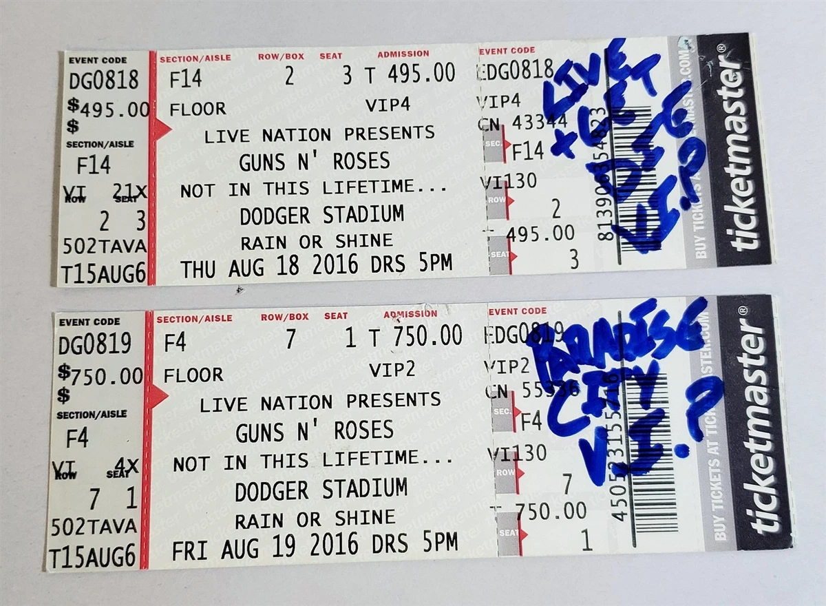 Guns N Roses Tickets In other Guns N' Roses Memorabilia for sale