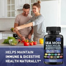 Sea Moss Black Seed Oil Ashwagandha Turmeric Bladderwrack Burdock Vitamin C D3