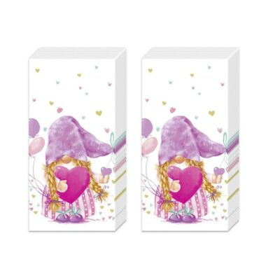Alice Rosa Herz Wichtel Tasche Neuheit Taschentücher 21 cm sq 4-lagig - 2 Packungen