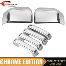 Rearview Mirror Cover & Door Handle Trim Decor For Ford F-150 2015-2020 Chrome