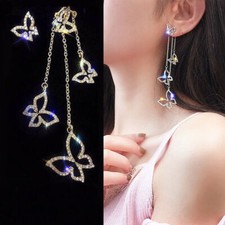 butterfly tassel earrings  women full  long earrings Asymmetric